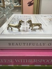 Brass Puppy Dachshund Dog Figurine Set of 2 Decorative Collectible Dog Breed picture