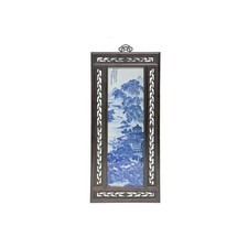 Oriental Blue White Tree Mountain Scenery Porcelain Framed Wall Panel Art GB865 picture