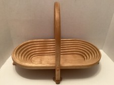 Vtg. Steven Gray Signature Folding Wooden Basket & Trivet New picture