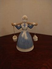 Vintage Porcelian Milk Maid Bell Blue And White With Buckets picture