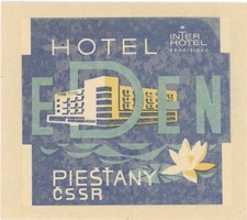 Hotel Eden Inter Hotel Piestany Czechoslovakia Slovakia Vintage Luggage Label picture