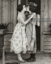 Young Women Kissing on the Porch 8x10 Photo Print c1920 Vintage Photograph picture