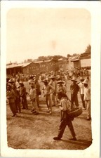 Philippines Market Scene Crowd Wm. H. Weigand Sepia Photo Manila Plaza 1900s picture