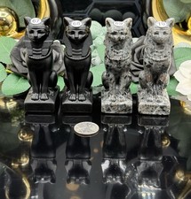 Natural Black Obsidian or Emberlite Egyptian Cat Goddess Bastet Statue picture