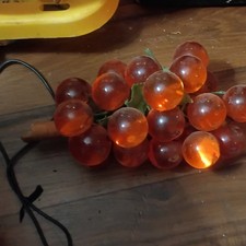Vintage 1960’s Granoby Lucite Grape Cluster Large Acrylic Yellow Wood Stem picture