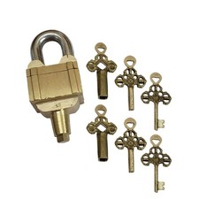 Antique Padlock Brass Hand Crafted Working 6 Keys Square Trick Puzzle Padlock picture