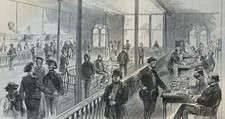 1873 Sailors on Shore in New York City Seamen's Exchange illustrated picture