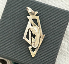 Vintage 1970s Italian 800 Silver Madonna Virgin Mary Pendant Modernist 4g picture
