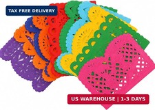 Dia De Los Muertos Decorations - 50 PCS Bulk Mexican Papel Picado picture