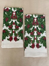 Two-Vintage Kay Dee Holly & Berry Christmas Linen Tea Towels picture