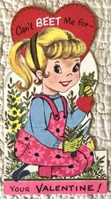 Unused Valentine Girl Can’t Beet Me For Your Garden Vtg Greeting Card 1960s picture