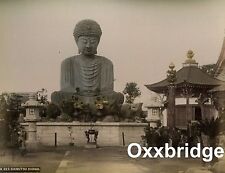 ANTIQUE BUDDHA PHOTO 1880 Daibutsu Hiogo KOBE JAPAN Nunobiki ALBUMEN Buddhist picture