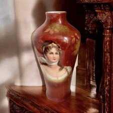 Antique GLH Gebrüder Heubach Porcelain Bud Vase Queen Louise of Prussia 7.5” picture