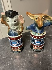 VTG 1976 Jim Beam Decanter Set Democrat Donkey & Republican Elephant USED Bar picture