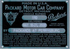 Packards at Perrysburg Dash Plaque Vin Plate Engine Data Plate 2000 picture
