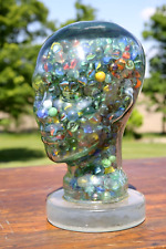 Vintage Mid Century marbles Mannequin Head Hat Wig Stand Statue Bust Glass face picture