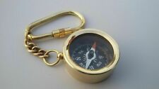 Nautical Brass Pocket Compass Key Chain Antique Handmade Key Ring SOLID BRASS  picture