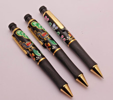 SET X 3 GORGEOUS HANDMADE ART DONE ON Sanford PHD Rollerball Pen EXTREMELY RARE picture