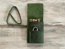 Green Leather Cigar Case Rustic Leather Cigar Box Leather Cigar Bag picture