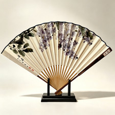 Brand New Hand-Painted Chinese Crape Myrtle Folding Fan by Artist Zhou Xiaoying picture