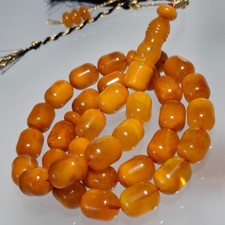 Amber Rosary – 33 Oval Beads, 13 mm, Golden Brown Amber Rosary 83gram picture
