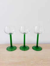 Luminarc Green Stem Hock Wine Glasses Set of 3 Vintage 1970s Retro Glassware picture