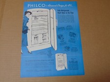 1949 PHILCO REFRIGERATOR With Advanced Design vintage art print ad  picture