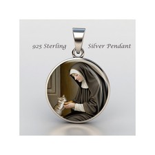 Saint Gertrude Of Nivelles 925 Sterling Silver Christian Medal picture