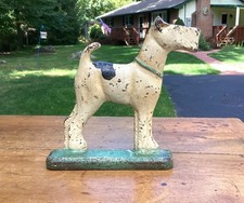Antique Cast Iron, Dog  Door Stop ~ Large Fox Terrier picture