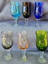 Vintage Set of 6 French Stemmed Liqueur/Cordial Glasses (6 Different Colors) picture