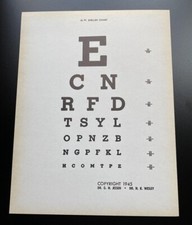 Vintage 1945 Vision Eye Chart Test Dr. George Jessen & Dr. Newton K. Wesley picture