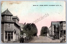 K50/ Pleasant City Ohio Postcard c1910 Guernsey County Main St Stores 503 picture