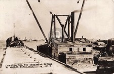 Constructing the Harbor of Refuge at Harbor Beach MI RPPC Photo Postcard COPY picture