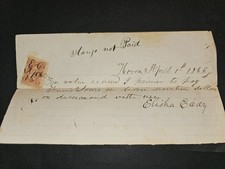 1866 Civil War Era Promissory Note w/ 5¢ Revenue Stamp “Stamp Not Paid” Cady picture