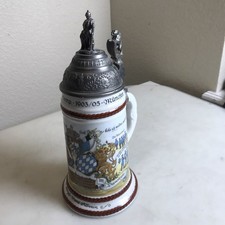 Antique Vtg Regimental Military Lithophane Porcelain Beer Stein Muchen 1903/05 picture