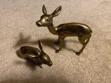 Vintage MCM Korean Solid Brass mom and fawn picture
