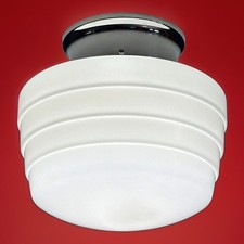 Antique/Vintage  1920’s-1930's Art Deco Nouveau White Milk Glass Light Fixture picture