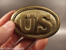 Antique Style Military Civil War Union Soldier US Belt Buckle Plate SOLID Brass picture