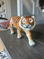 GOEBEL PORCELAIN BENGAL TIGER FIGURINE 18” LENGTH WEST GERMANY BEAUTIFUL  picture
