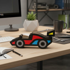 Vibrant 3D Printed Race Car Sculpture - Colorful Décor for Speed Enthusiasts picture