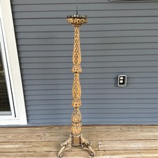 17th century Italian Wood floor candle, Over 4ft Tall picture
