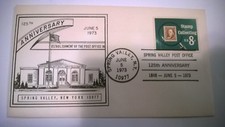 Old Vintage Envelope 125th Anniversary Spring Valley NEW YORK w Rare Stamp 1973 picture
