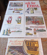 Lot of 6 - Vtg Print Ads 1950's Ethyl Corp. Premium Gasoline picture