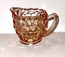 Very Jeannette Glass Creamer Pink Rose Cubist Pattern Depression Era 1929-33 picture