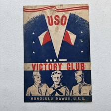 Vintage 1940’s USO Victory Club Honolulu, Hawaii, U.S.A. Menu picture