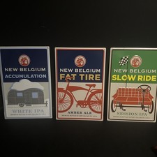 3 New Belgium Brewing Beer Metal/Tin Signs: ACCUMULATION /FAT TIRE/SLOW RIDE  🍻 picture