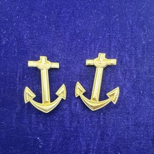 2 US Military Navy Anchor Pin Gold Filled 1/20 10k  GF Vintage picture