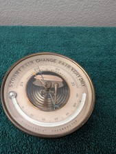 Antique French PHBN Holosteric Aneroid Barometer Thermometer Brass c1900 picture