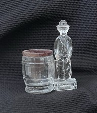 Charlie Chaplin Antique Glass Coin Bank Candy Toothpick Holder 1920s 1910s Lid picture