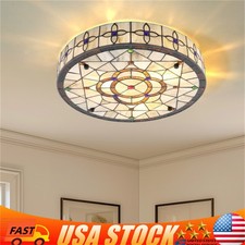 Tiffany Style Stained Glass Style 3 Light Flush Mount Ceiling Fixture Shade picture